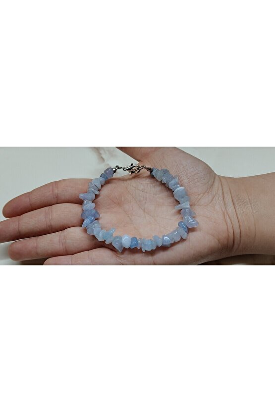 Açık Mavi Akuamarin  Taşı Doğal Taş Bileklik