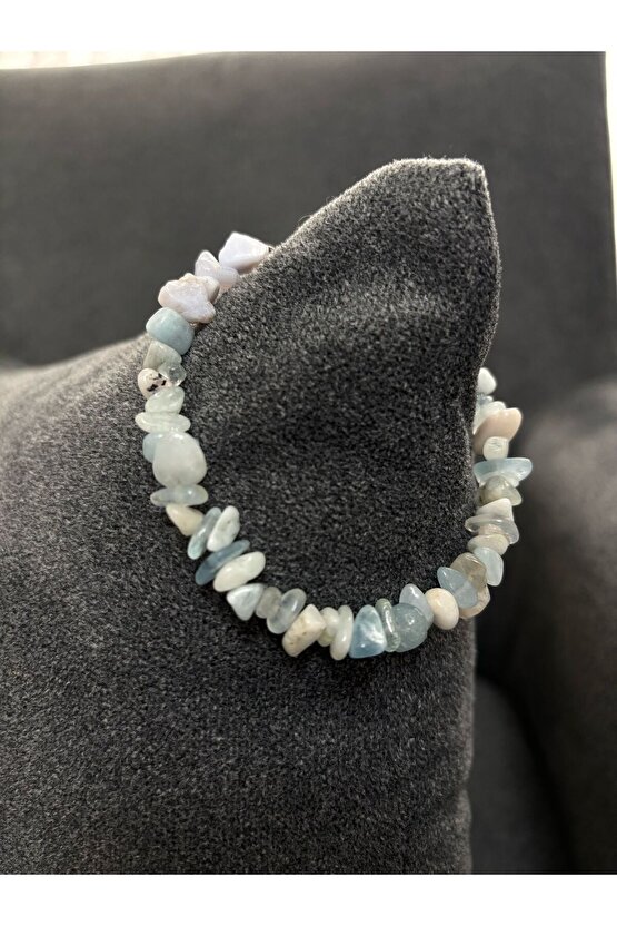 Açık Mavi Akuamarin  Taşı Doğal Taş Bileklik