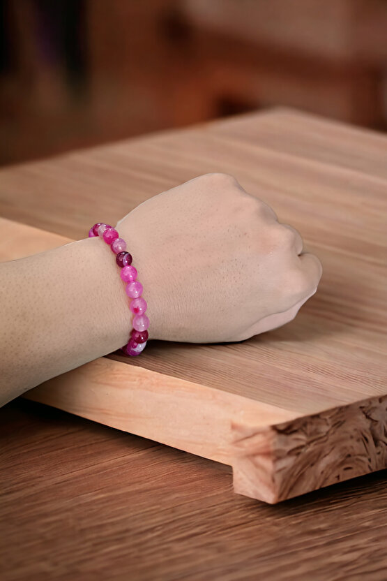 Akik Taşı Beyaz Rondela Orijinal Bileklik Kaliteli Doğal Taş Bileklik Renkli Bileklik