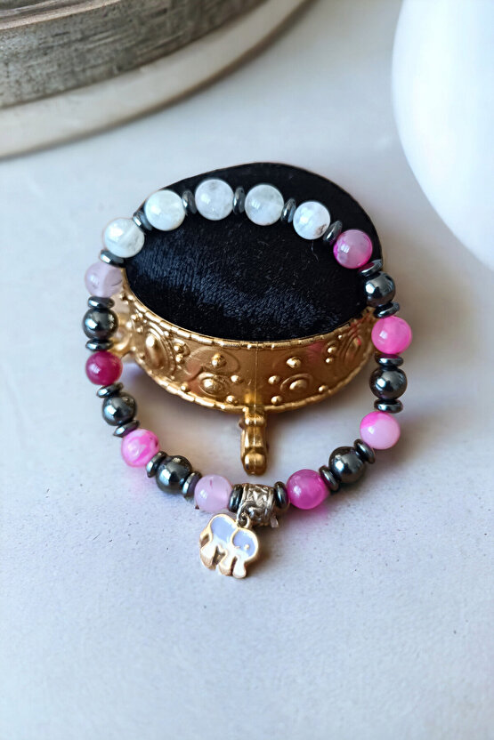 Para Bereket Tılsım Bilekliği Sitrin Taşı Akik Taşı Hematit Taşı Bilekliği Doğal Taş Bilekliği