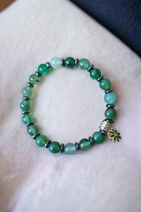 Yeşil Akik Taşı Ametist Taşı Doğal Taş Bileklik Çakra Taşı Nazar Koruyucu Taş