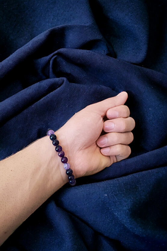 Mor Akik Taşı Bileklik Nazar Bilekliği Stres Giderici Bileklik Mantık Bilekliği Doğal Taş