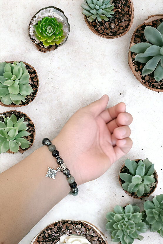 Karizma Bilekliği Labradorit Oniks Hematit Bileklik Doğal Taş Bilekliği Eril Enerji Bileklik