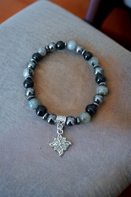 Karizma Bilekliği Labradorit Oniks Hematit Bileklik Doğal Taş Bilekliği Eril Enerji Bileklik