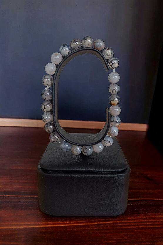 Beyaz Şaffaf Akik Taşı Bileklik  Doğal Taşlar Orijinal Gerçek Akik Taşı Bileklik