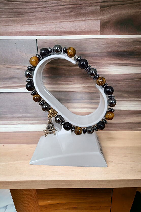 Kaplan Gözü Taşı Hematit Taşı Oniks Taşı Bileklik Doğal Taş Bileklik Cesaret Bileklik Güç Bileklik