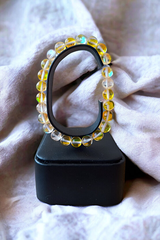 Sarı Termal Kuvars Bileklik Doğal Orijinal Parlak Model Dişil Enerji Bilekliği  İletişim Bilekliği