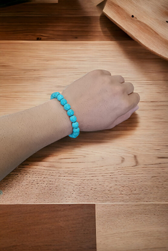 Turkuaz Firuze Taşı 10 mm Büyük Boy Kaliteli Orijianal Doğal Taş Bileklik