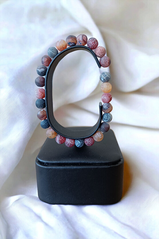 Mat Akik Taşı Desenli Orijinal Doğal Taş Gerçek Doğal Taş Bileklik Doğal Taş Takı Setleri