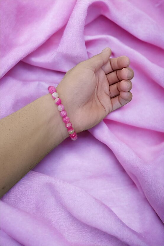 Ceyt Taşı Bileklik Pembe Bileklik Kadın Bileklik Renkli Bileklik Gençlik Taşı İmparator Taşı