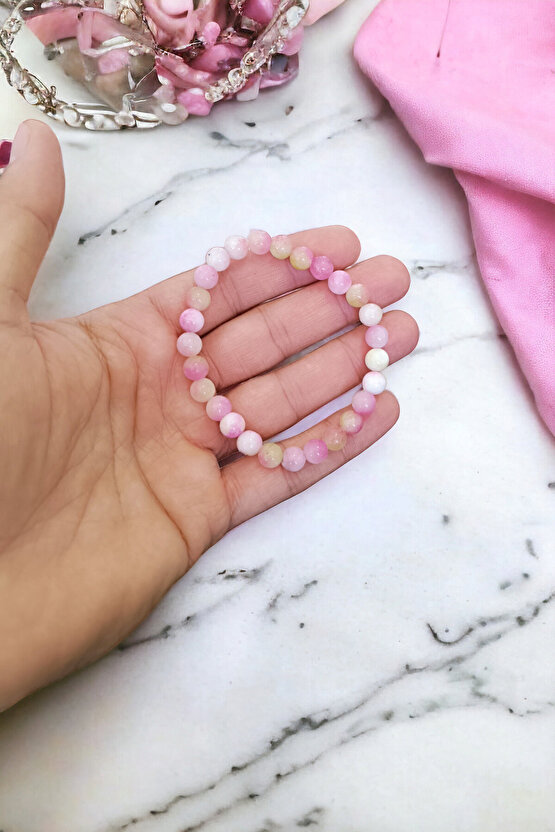 Ceyt Taşı Bileklik Açık Pembe Bileklik Kadın Bileklik Renkli Bileklik Gençlik Taşı İmparator Taşı