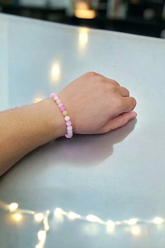 Ceyt Taşı Bileklik Açık Pembe Bileklik Kadın Bileklik Renkli Bileklik Gençlik Taşı İmparator Taşı