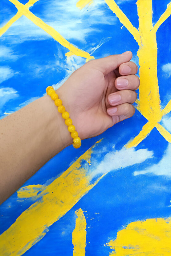 Ceyt Taşı Bileklik Sarı Bileklik Kadın Bileklik Renkli Bileklik Gençlik Taşı İmparator Taşı