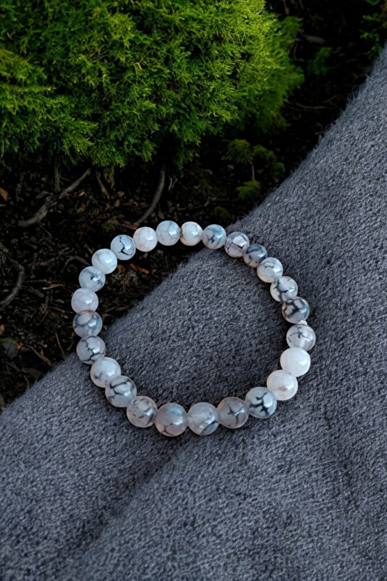 Beyaz Akik Bileklik Akik Taşı Bileklik Kadın Bileklik Erkek Bileklik Sevgiliye Hediye