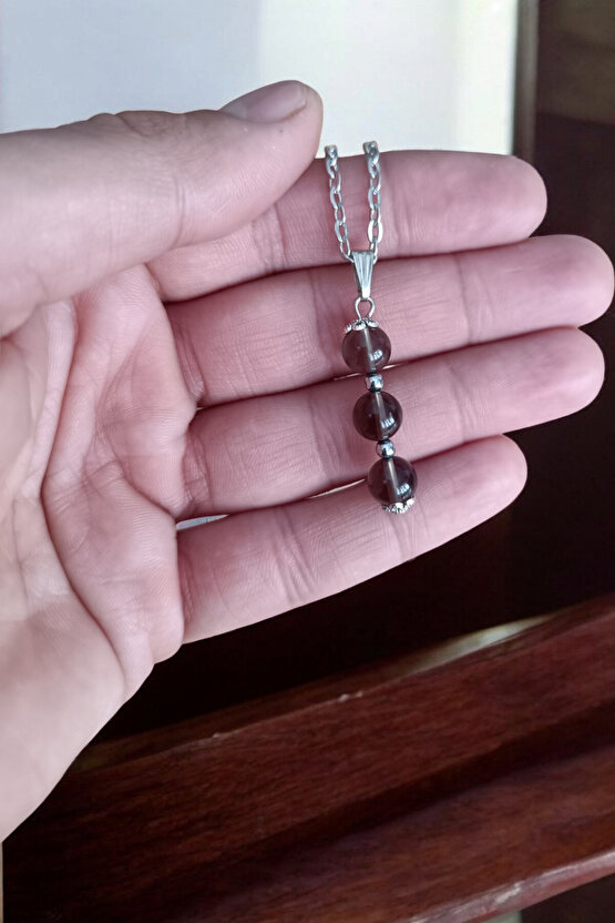 Dumanlı kuvars Taşı kolye Dumanlı kuvars kolye doğal taş kolye zincirli kadın kolye hediyelik kolye