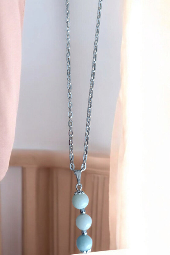 Amazonit Taşı kolye Amazonit Kolye doğal taş kolye zincirli kadın kolye hediyelik kolye