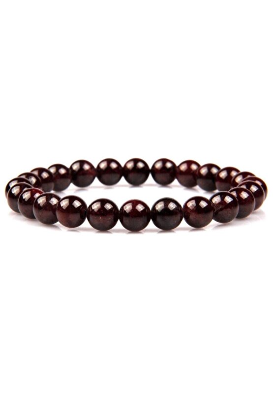 Garnet - Lal Doğal Taş Bileklik 8 Mm Küre Kesim