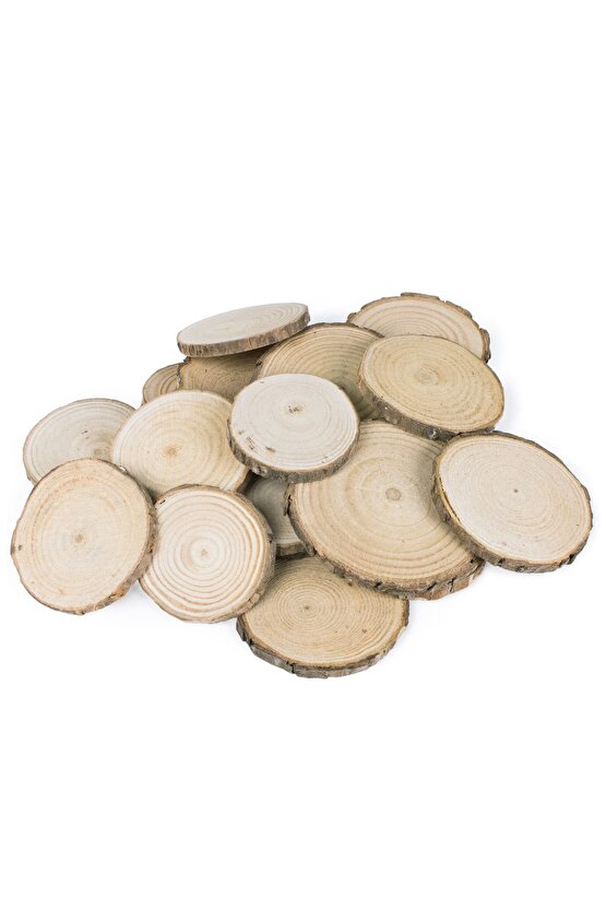 Etkinlik Süsleri (5-8cm, 20 Adet) Doğal Renk Ağaç Kabuğu Ahşap Dilimleri Sanat Ve El Sanatları Için