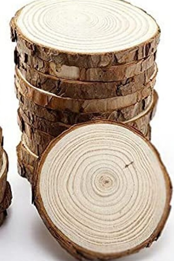 10 Adet Yuvarlak Ahşap 5 - 8cm Halka Ham Ahşap Yonga Dıy El Yapımı Dekorasyon Malzemesi Ahşap