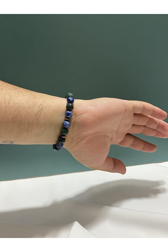 Terahertz, Lal Taşı, Lapis Lazuli, Kan Taşı, Obsidyen Doğal Taş Bileklik