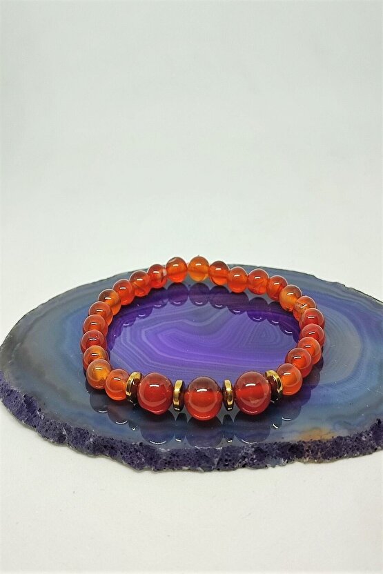 Sertifikalı Karnelyan Akik Doğaltaş Bileklik