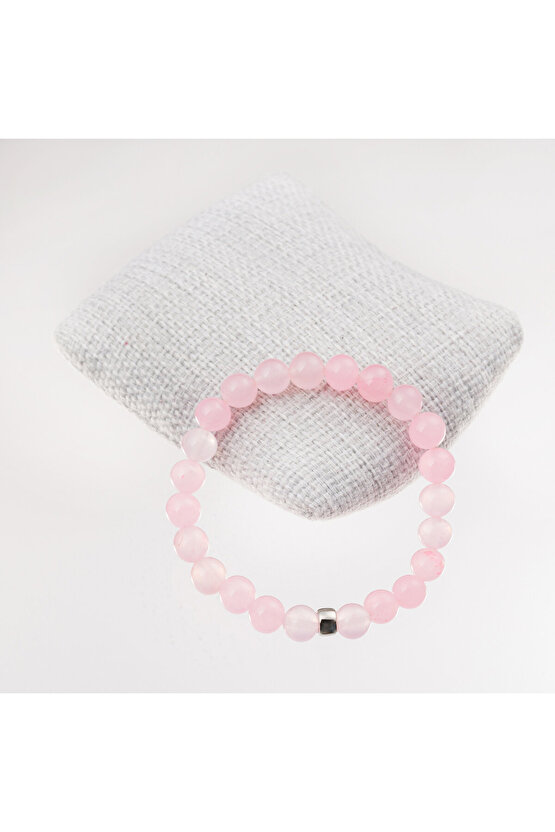 Pembe Kuvars Taşı Bileklik-8 mm
