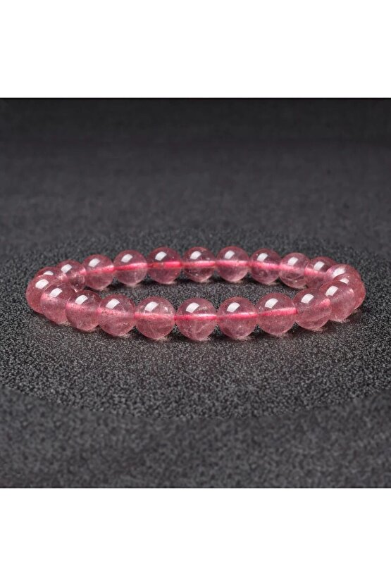 Sertifikalı Şeffaf Gül Kuvars Taşı Bileklik