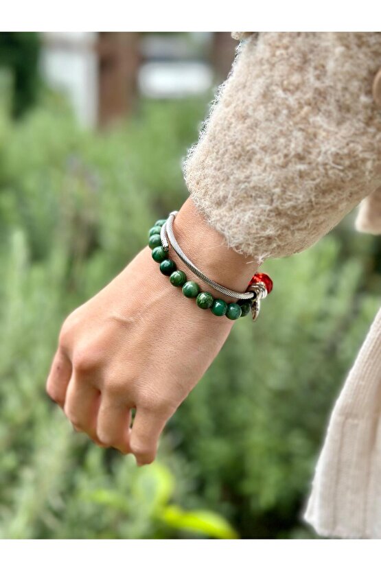 8 Mm Afrika Yeşim Taşı Erkek Kadın Doğal Taş Bileklik Aa Kalite