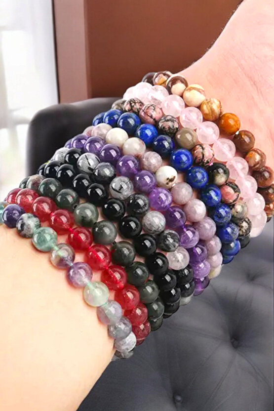 Mor Akik Bileklik Akik Taşı Bileklik Esnek Misina Her Bileğe Uygun Doğal Taş Bileklik