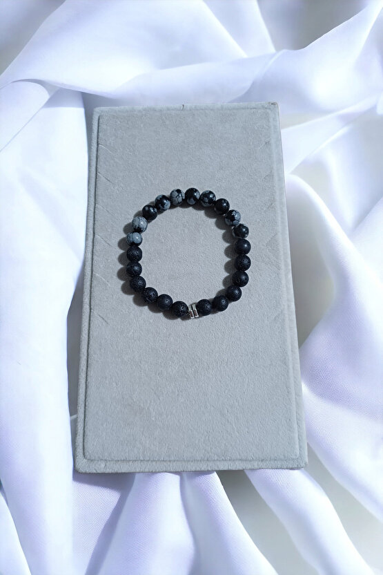 DOĞAL TAŞ - KARLI OBSİDYEN - LAV - SAFLIK TAŞI ( RUH BEDEN ZİHİN DENGE )( 18-19 CM )