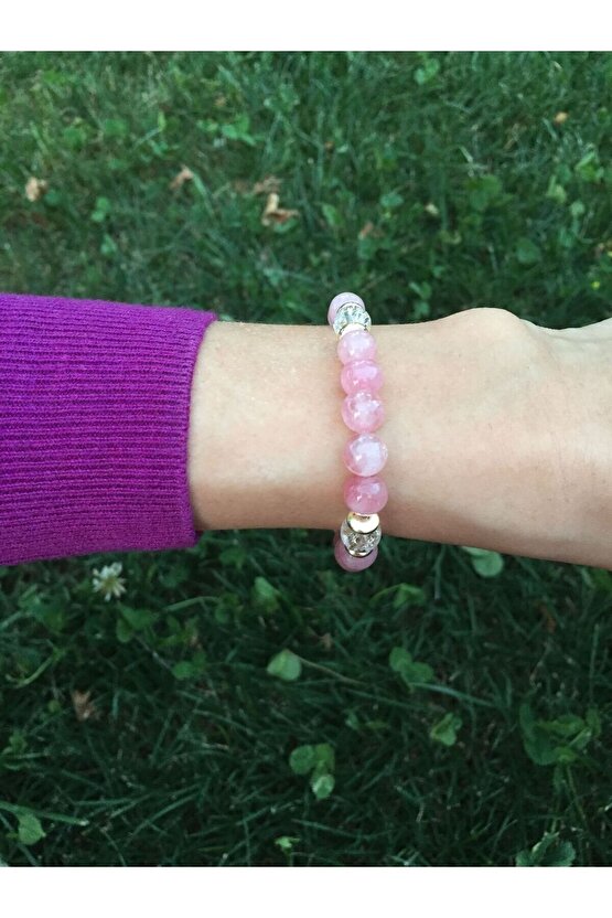 Doğal Taş Pembe Akik Bileklik