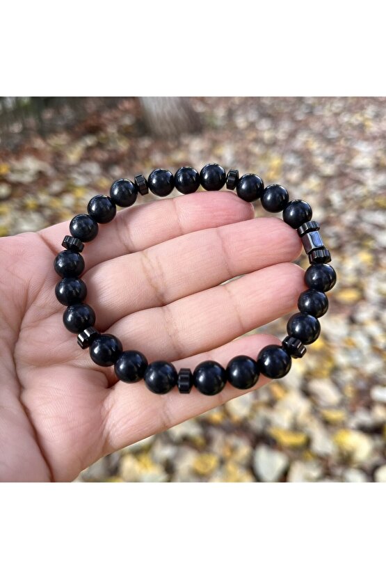 Şungit Doğal Taş Bileklik 8 MM