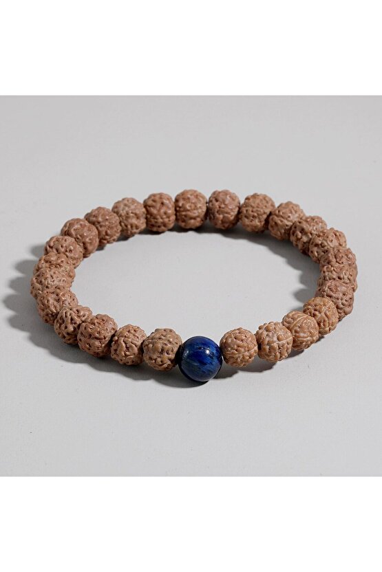 Doğaltaş Rudraksha - Lapis Lazuli Bileklik 8mm
