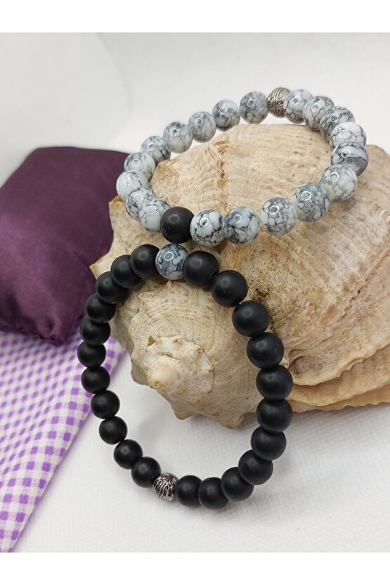 Havlit, Oniks Doğal Taş, Çift Sevgili Bileklikleri