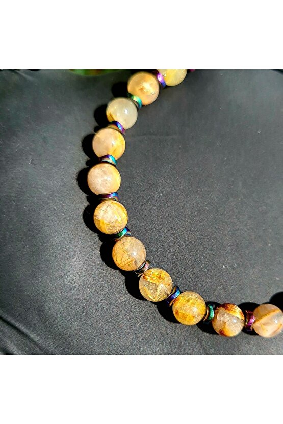 Altın Rutil Kuvars - Altın Rutilli Kuvars Doğal Taş Bileklik (el Yapımı Tasarım Ürünler)