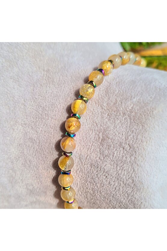 Altın Rutil Kuvars - Altın Rutilli Kuvars Doğal Taş Bileklik (el Yapımı Tasarım Ürünler)