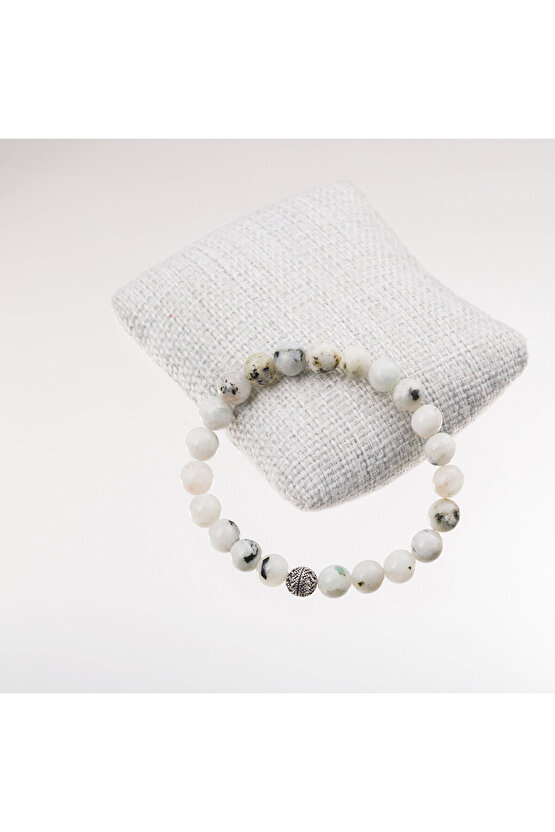 Ay Taşı Gümüş Bileklik-8 mm