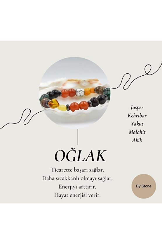 Oğlak Burcu (Erkek) Doğal Taş Bileklik | Sertifikalı