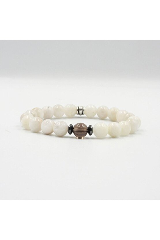 Çift Bilekliği | Doğaltaş Çift Bilekliği | Ay Taşı Ve Dumanlı Kuvars