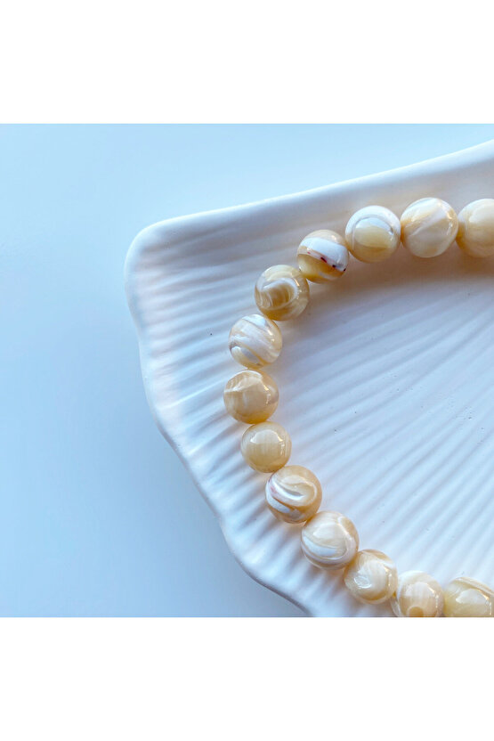 Sedef Doğal Taş Bileklik 8mm