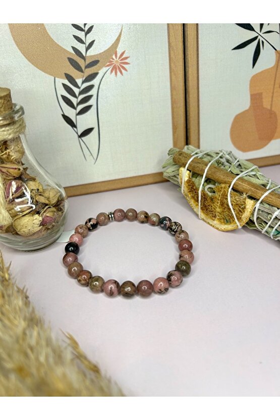 Rodonit Taşı Bileklik-%100 Orijinal Ve Sertifikalı