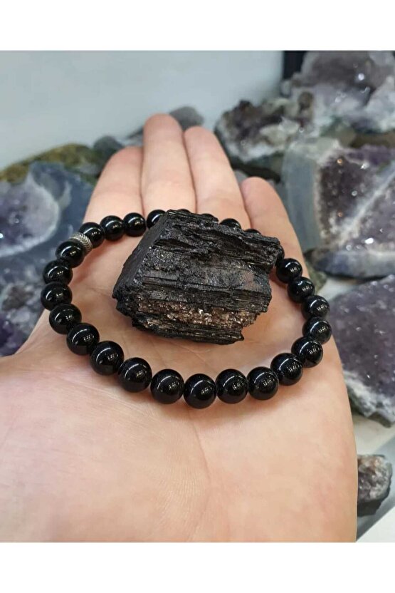 TURMALİN 8MM DOĞAL TAŞ BİLEKLİK TURMALİN TAŞI HEDİYELİ