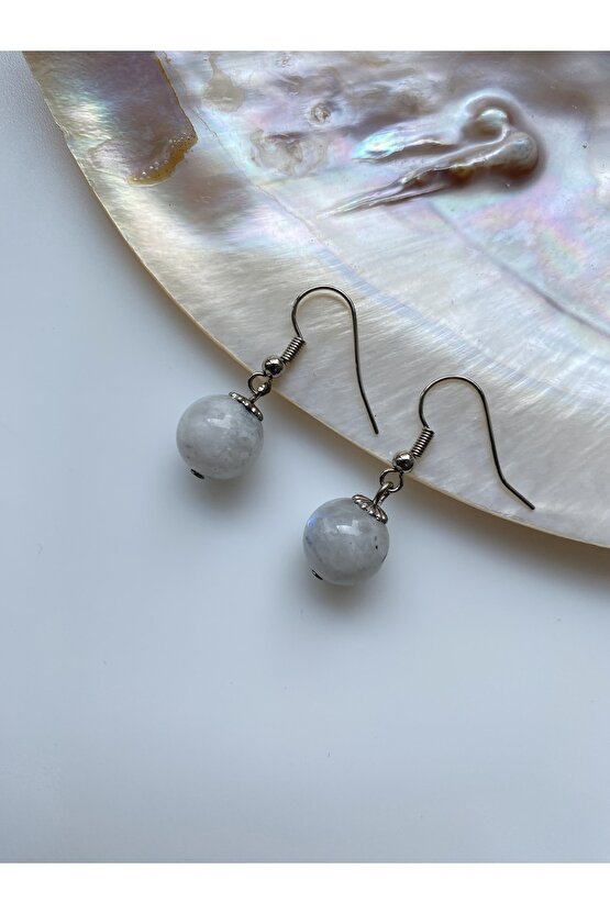 Ay Taşı Doğal Taş Kolye Ve Küpe Set