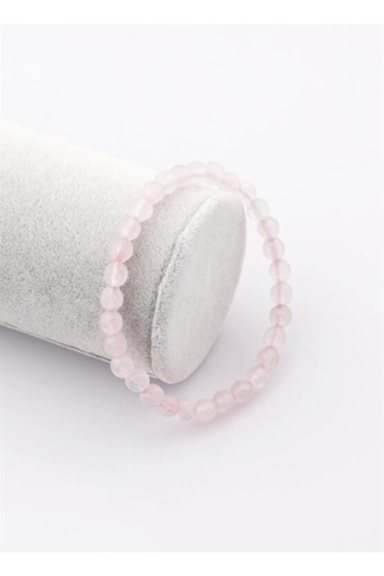Doğal Taş Pembe Kuvars Bileklik 6 Mm
