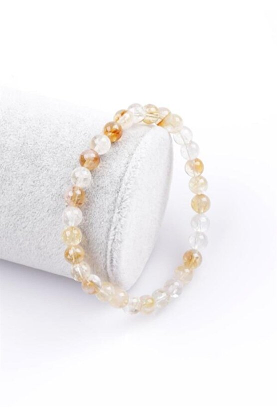 Sitrin Doğal Taş Bileklik 6 mm Küre Kesim