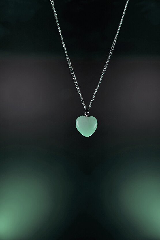 Aventurin Doğaltaş Kalp Kesim Kolye