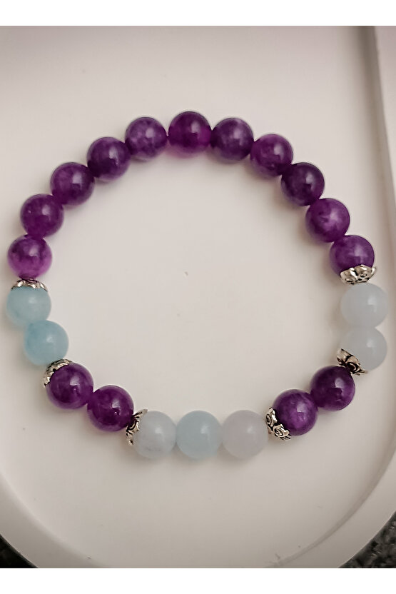 Ametist Taşı bileklik, Akuamarin taşı bileklik, Akuamarin Doğal taş Ametist doğal taş bileklik