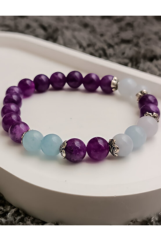 Ametist Taşı bileklik, Akuamarin taşı bileklik, Akuamarin Doğal taş Ametist doğal taş bileklik