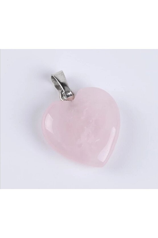 Kalp Pembe Kuvars Zincirli Kolye