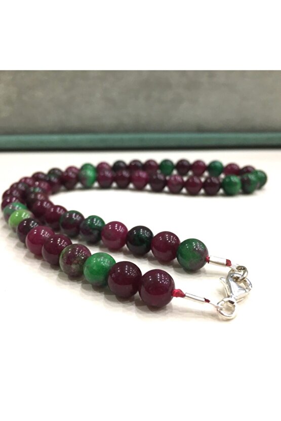 Gümüş Klipsli Doğal Ruby Zoisite Taşı Kolye Rz400b